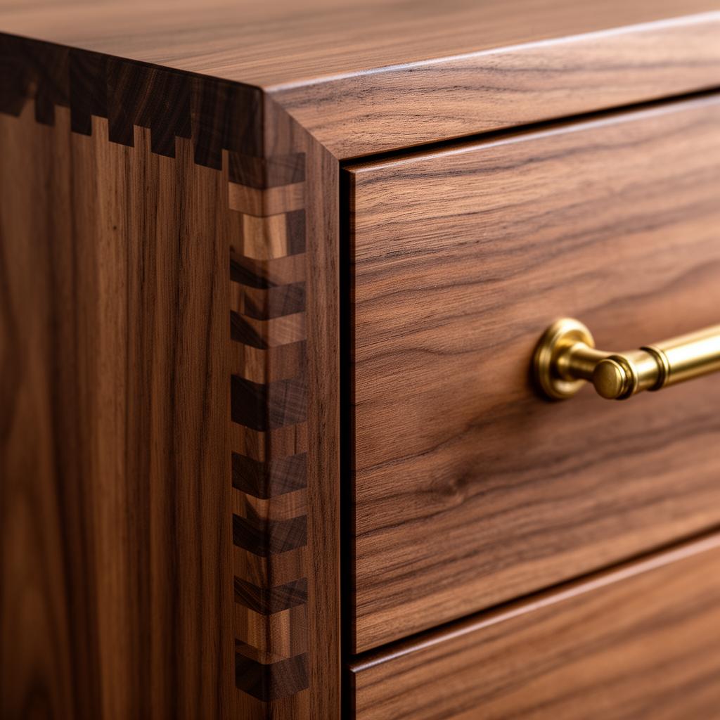 Detail of hand-finished walnut joinery